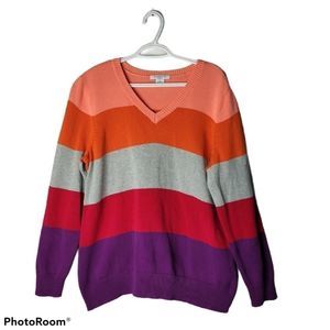 EUC- Bold color blocked heavy cotton sweater